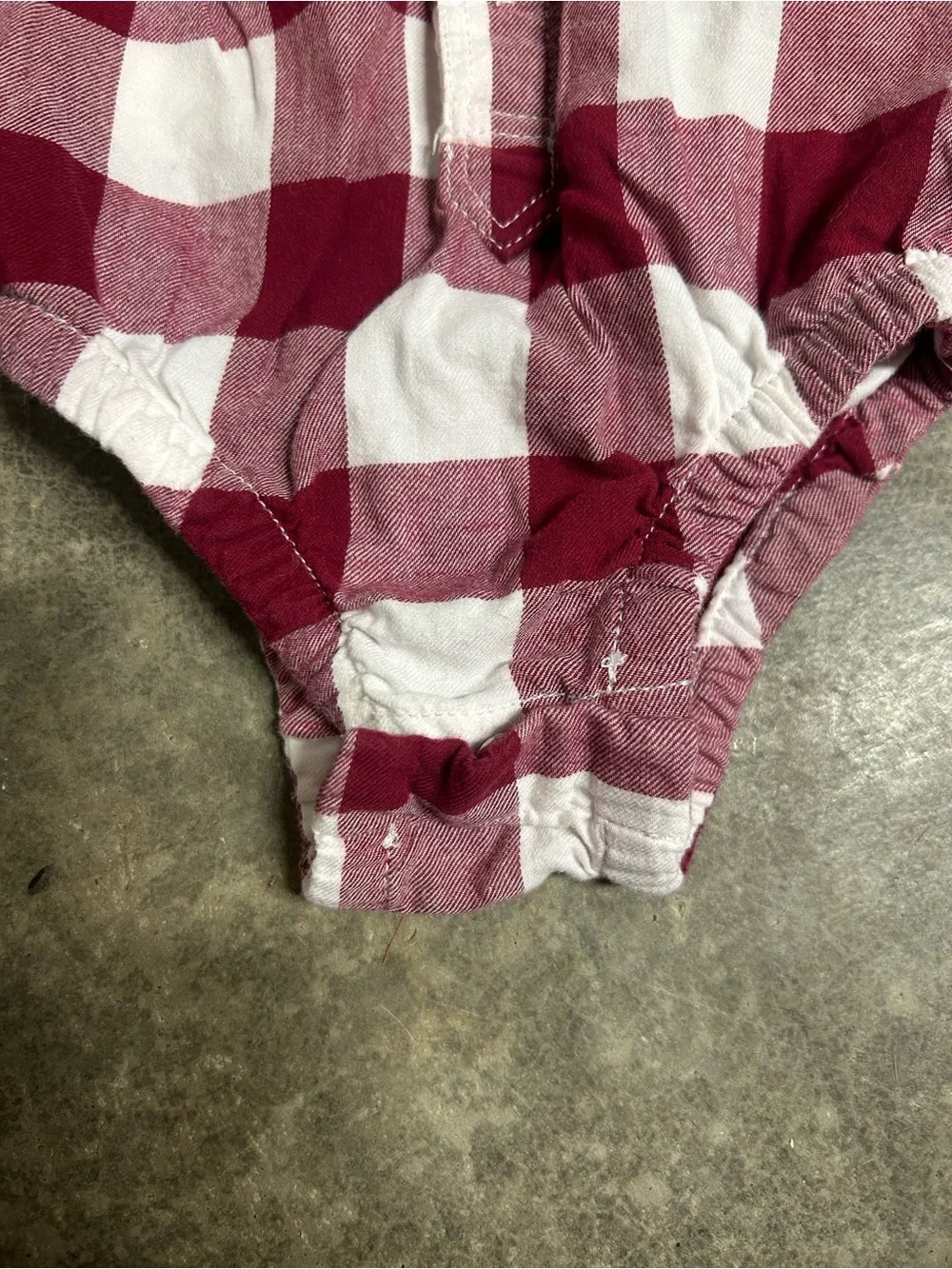 Button-Up Plaid Baby Onesie in Burgundy and White - Size 0-3 M - Fall Winter